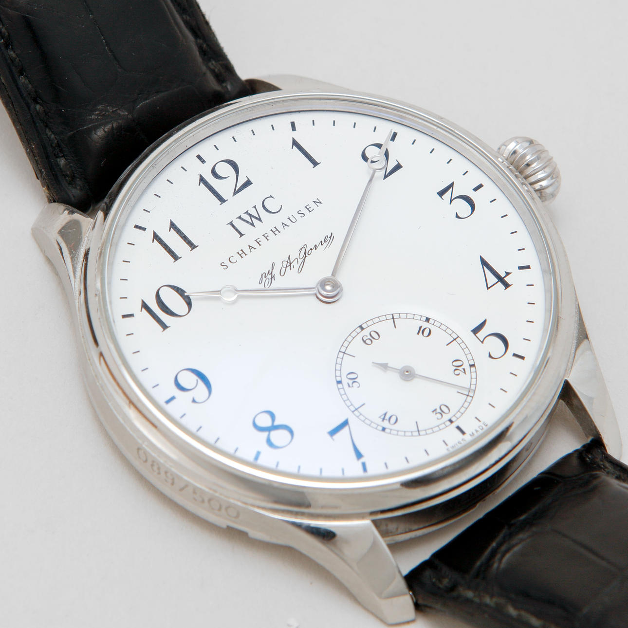 ARMBANDSUR, IWC, Portugieser, F.A. Jones, Limited Edition 089/500, platina, manuell.