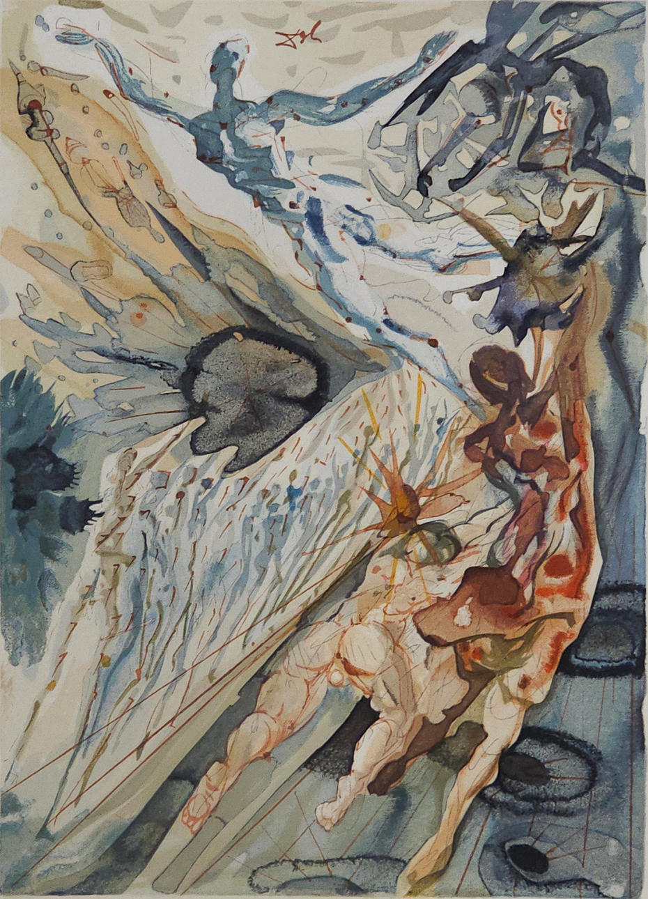 SALVADOR DALÍ. After. Engraving on paper from the Divine Comedy collection. Signed in pencil and iron.