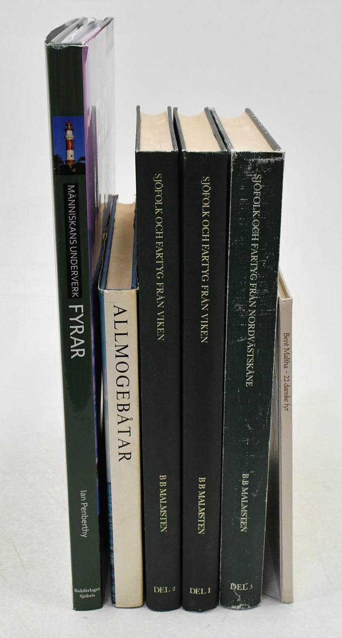 Bücher über Schifffahrt und Leuchttürme. 6 Bände.