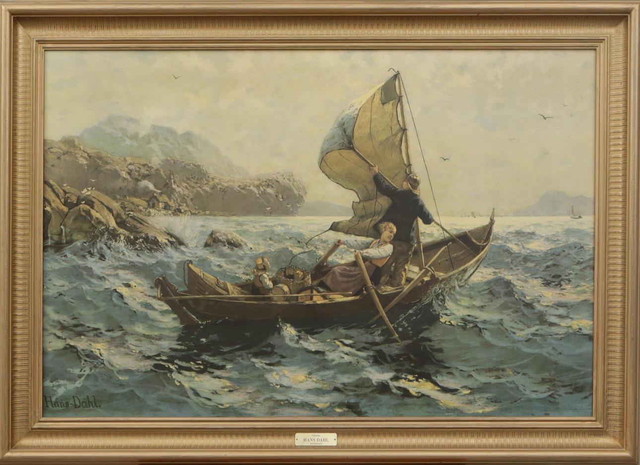 REPRODUCTION PRINT, Hans Dahl, with printed signature.
