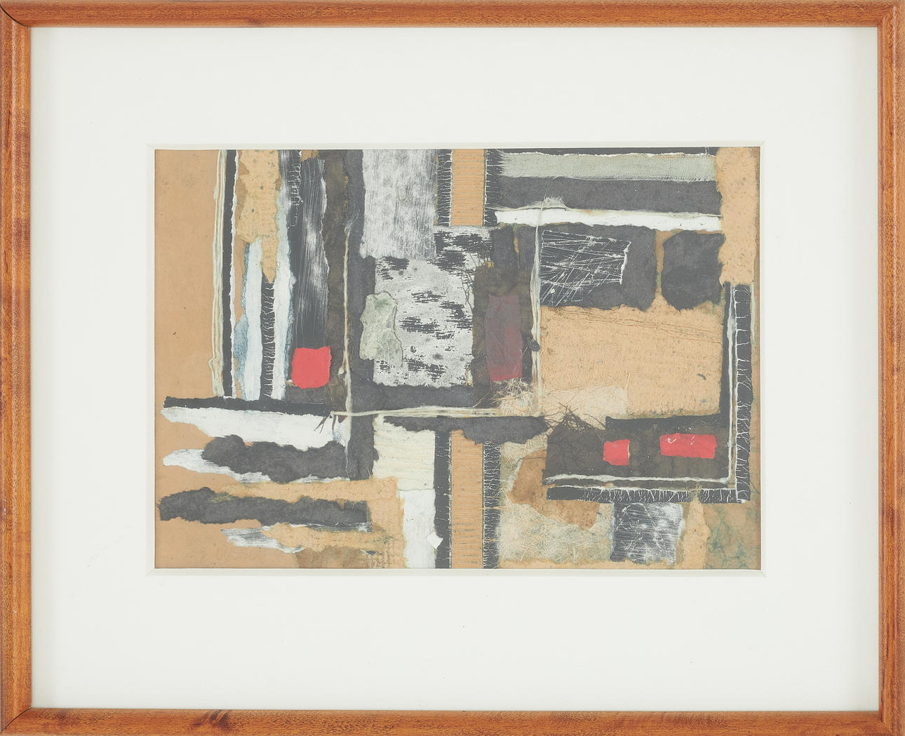 THIERRY OUSSOU. Composition, collage with textile, signed Oussou.