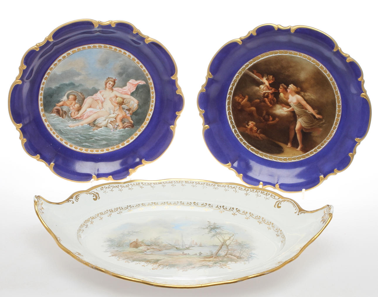 SKÅLFAT, 2 st, Hutschenreuther, FAT, med meissenliknande märken, 1900-tal.