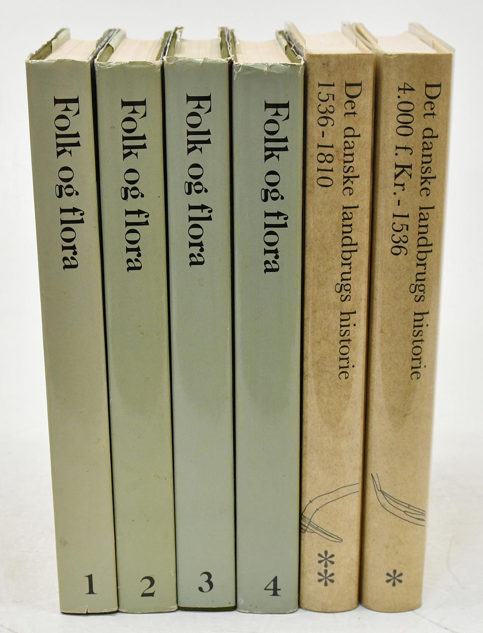 Bøger om flora og landbrugshistorie. 6 bind.