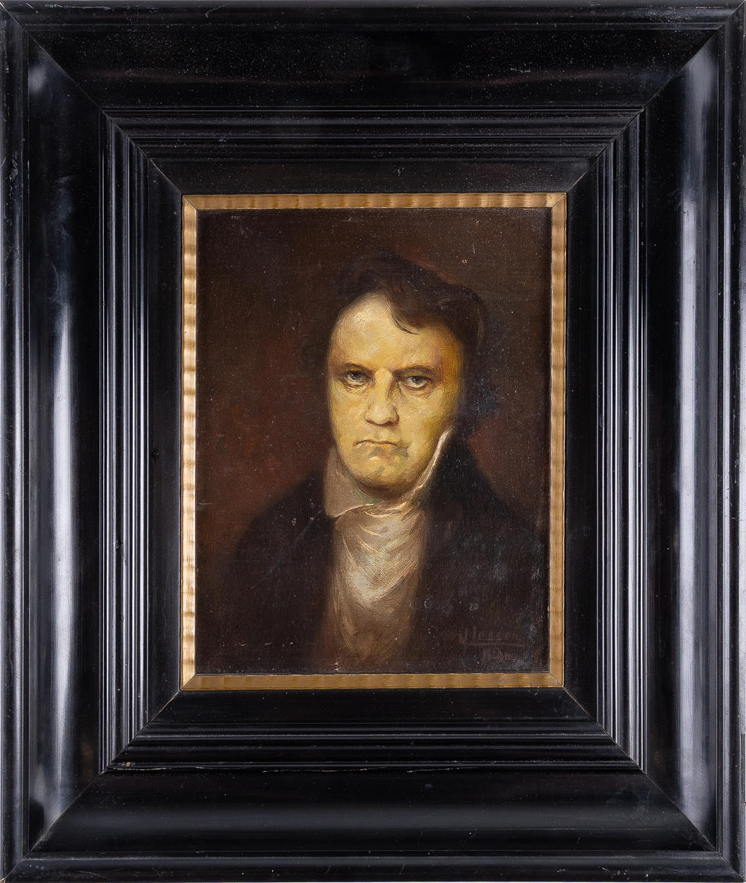 OIDENTIFIERAD KONSTNÄR. Bildnis eines Mannes, Öl auf Tafel.