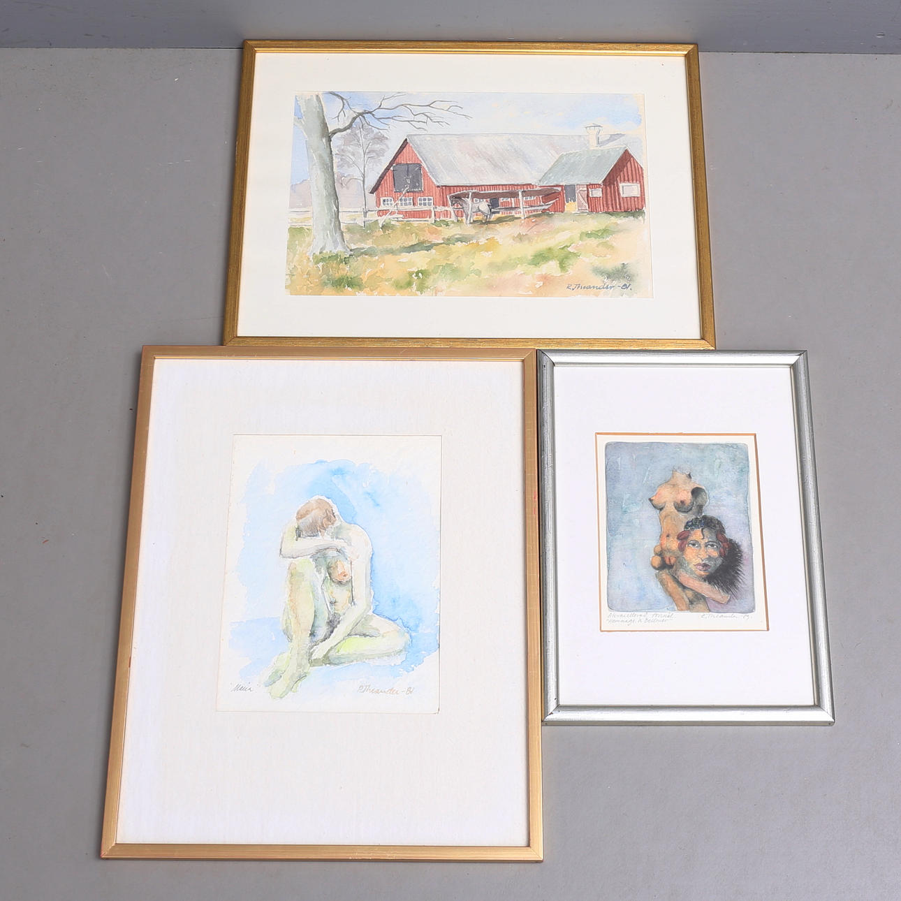 RALPH THEANDER. Three watercolours, signed, dated -80s.