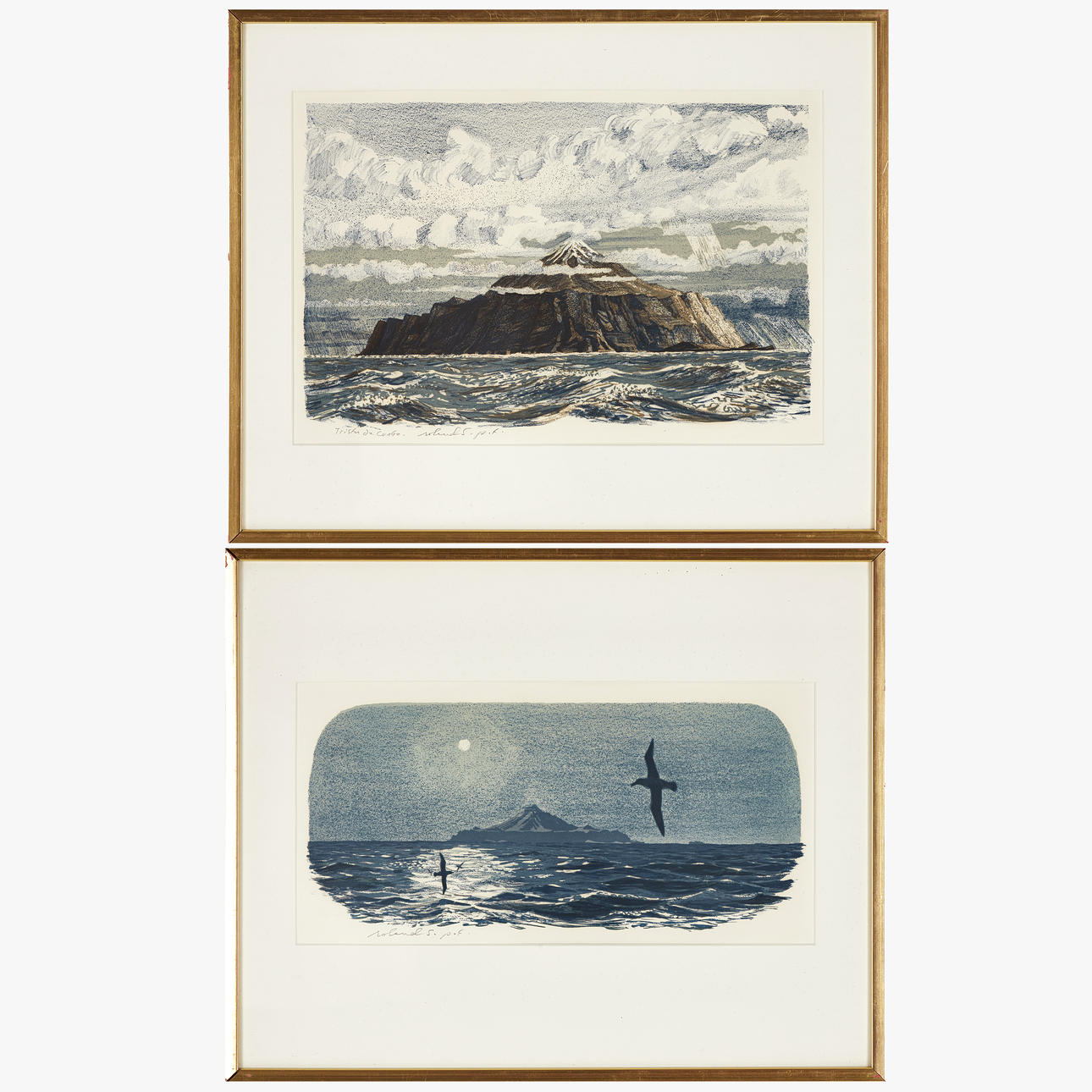 ROLAND SVENSSON (1910-2003). Two colour lithographs, “Tristan da Cunha ...