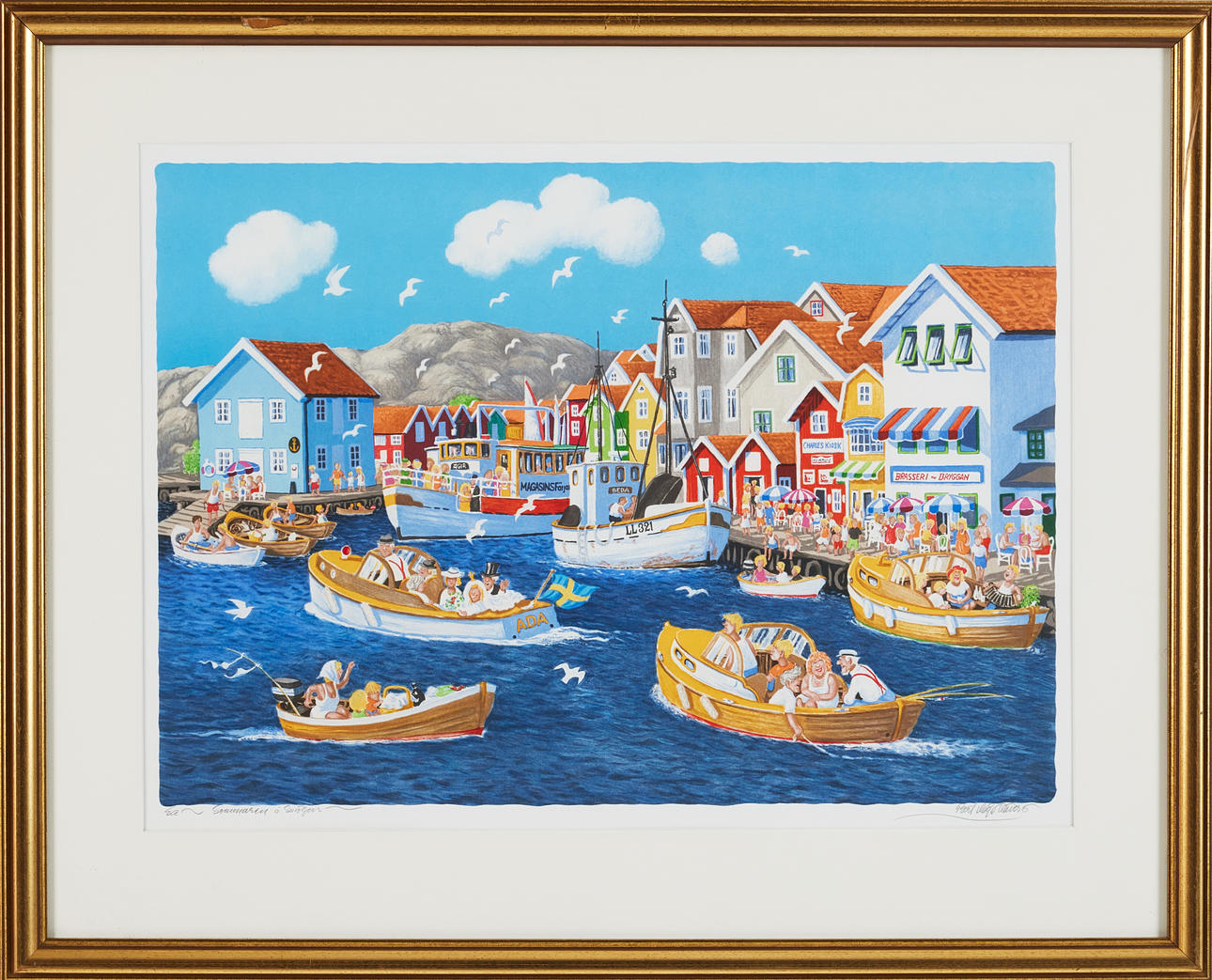BERT HÅGE HÄVERÖ. “Summer in Smögen”, lithograph in colours, signed, numbered.