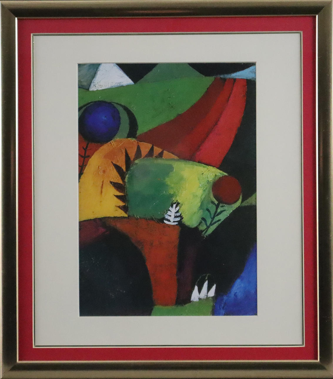 - PAUL KLEE. EFTER. „Tre hvide klokkeblomster“, farve offsettryk.