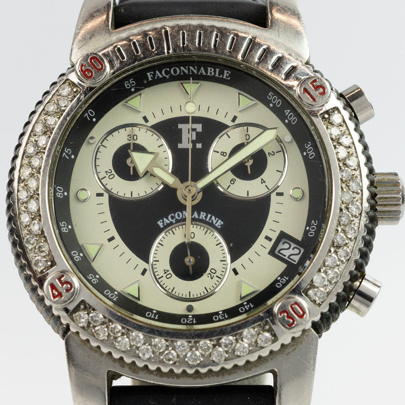 Faconnable Facomarine Swiss Diamond Watch Custom Pink F. Chrono Facomarine Watch | Mercari main image 3
