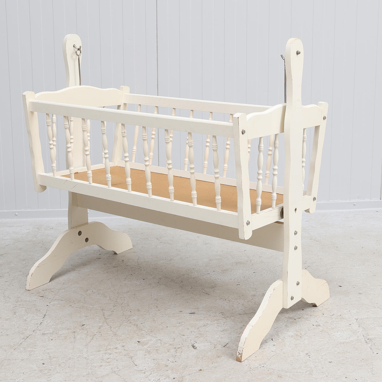 CRADLE on a stand, painted wood, 1970s.
