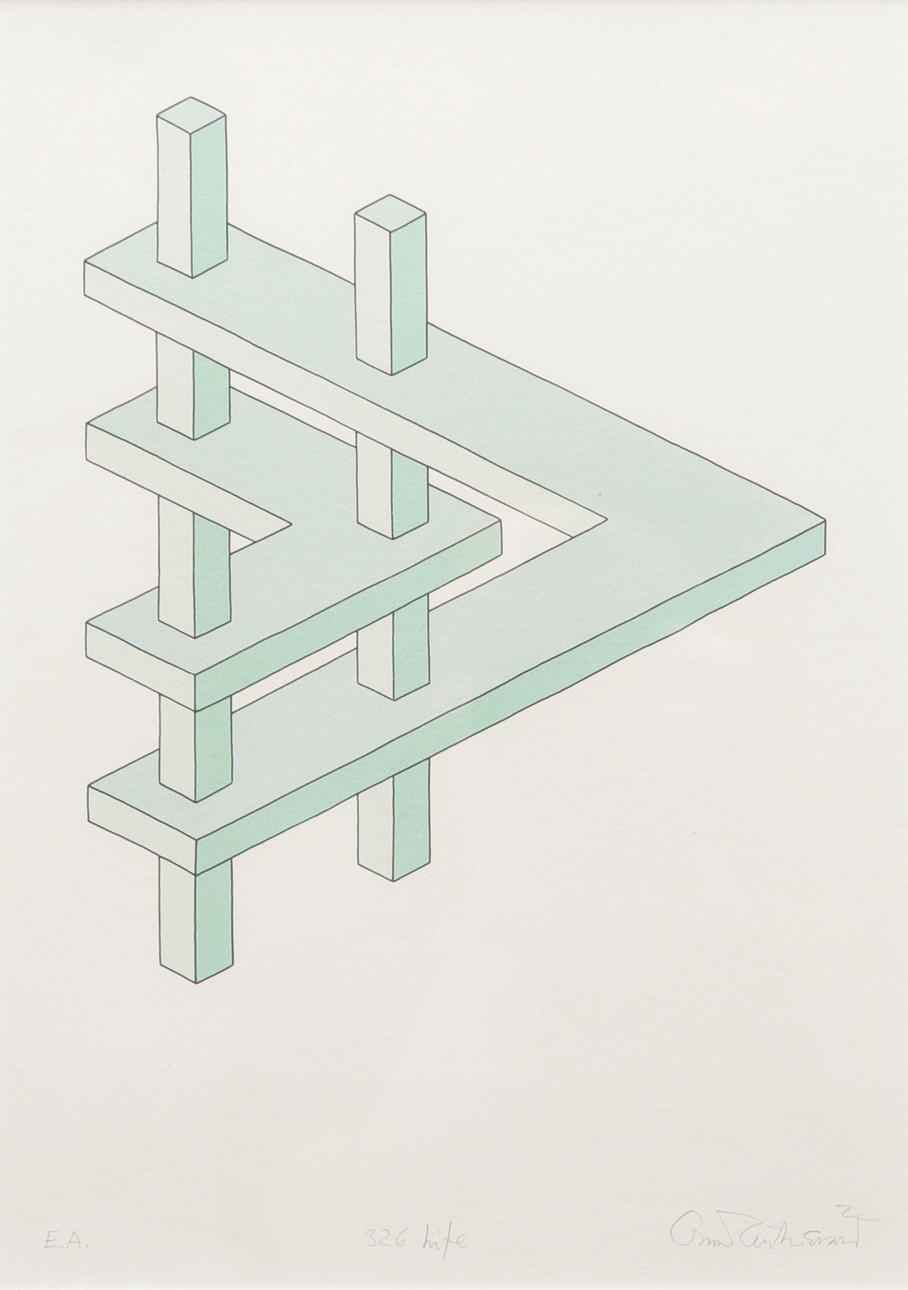 OSCAR REUTERSVÄRD. Impossible figure, lithograph in colour, signed and numbered E.A.