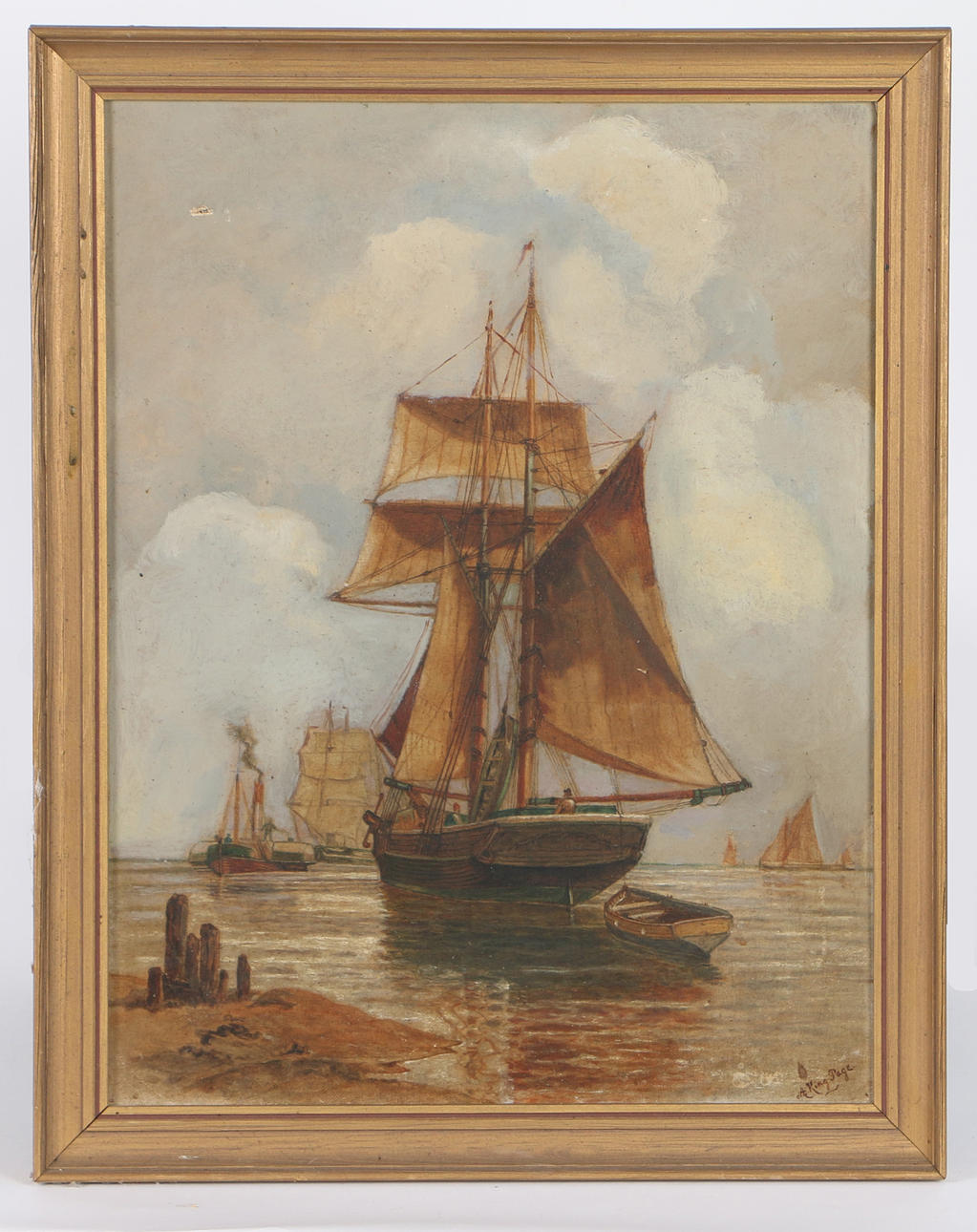 BRITISH SCHOOL (20TH CENTURY) SHIPPING BECALMED.