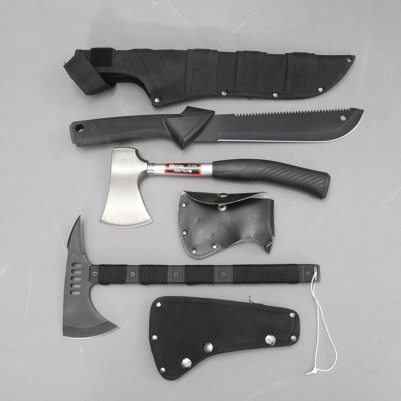 AXE, TOMAHAWK AND MACHETE.