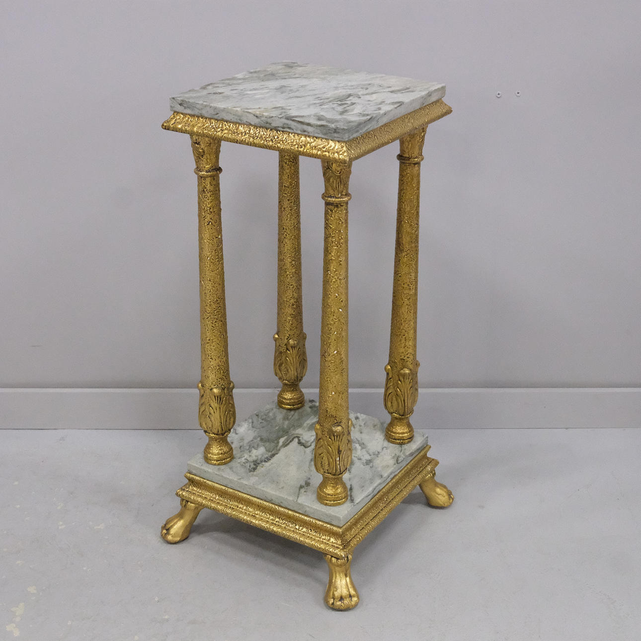 PEDESTAL WITH MARBLE COUNTERTOPS.
