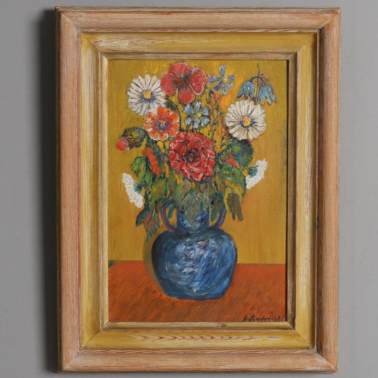 OIDENTIFIERAD KONSTNÄR. OIL ON PANEL, still life, signed and dated.