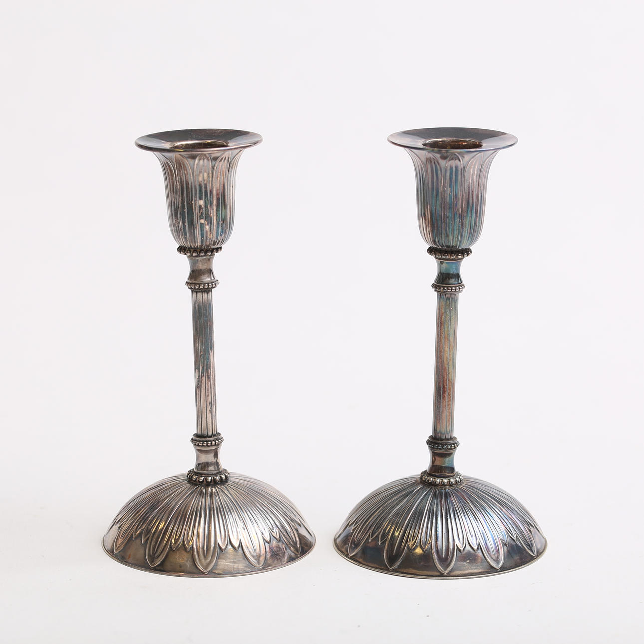 A pair of silver candlesticks, Finland.