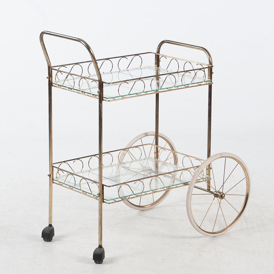 CARRITO DE SERVICIO DE LATÓN Y VIDRIO.