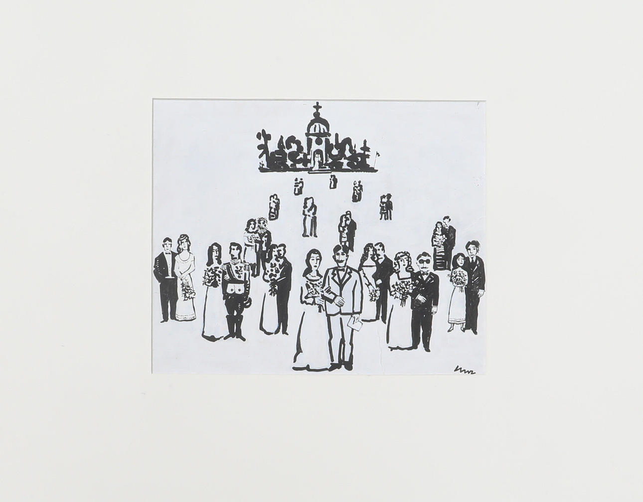 OSCAR CLEVE. mixed media, signed, 'How many wife beaters can be in the picture?“.