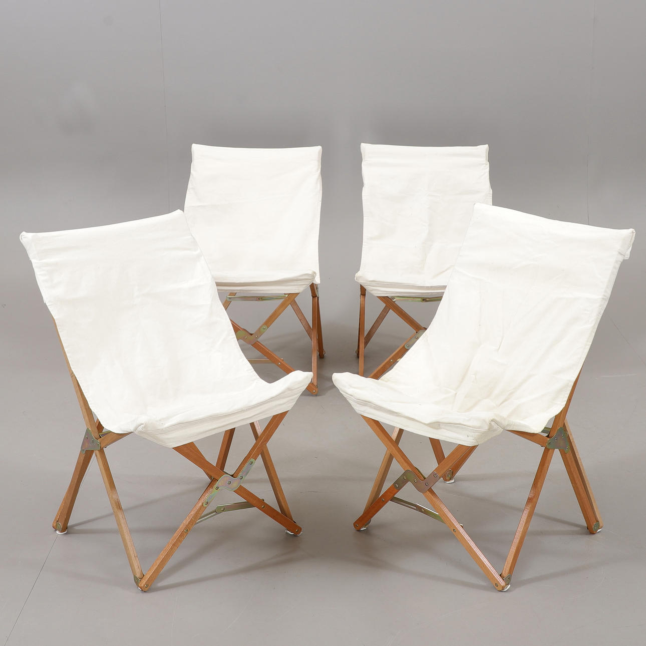 STOLAR, 4 st, hopfällbara, trä/tyg, 1990-tal.