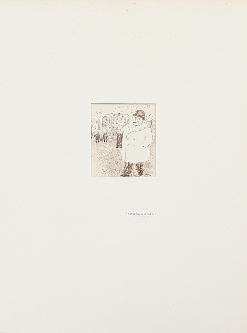OSCAR CLEVE. drawing, "Fattighusdirekörn”, signed and dated -44.