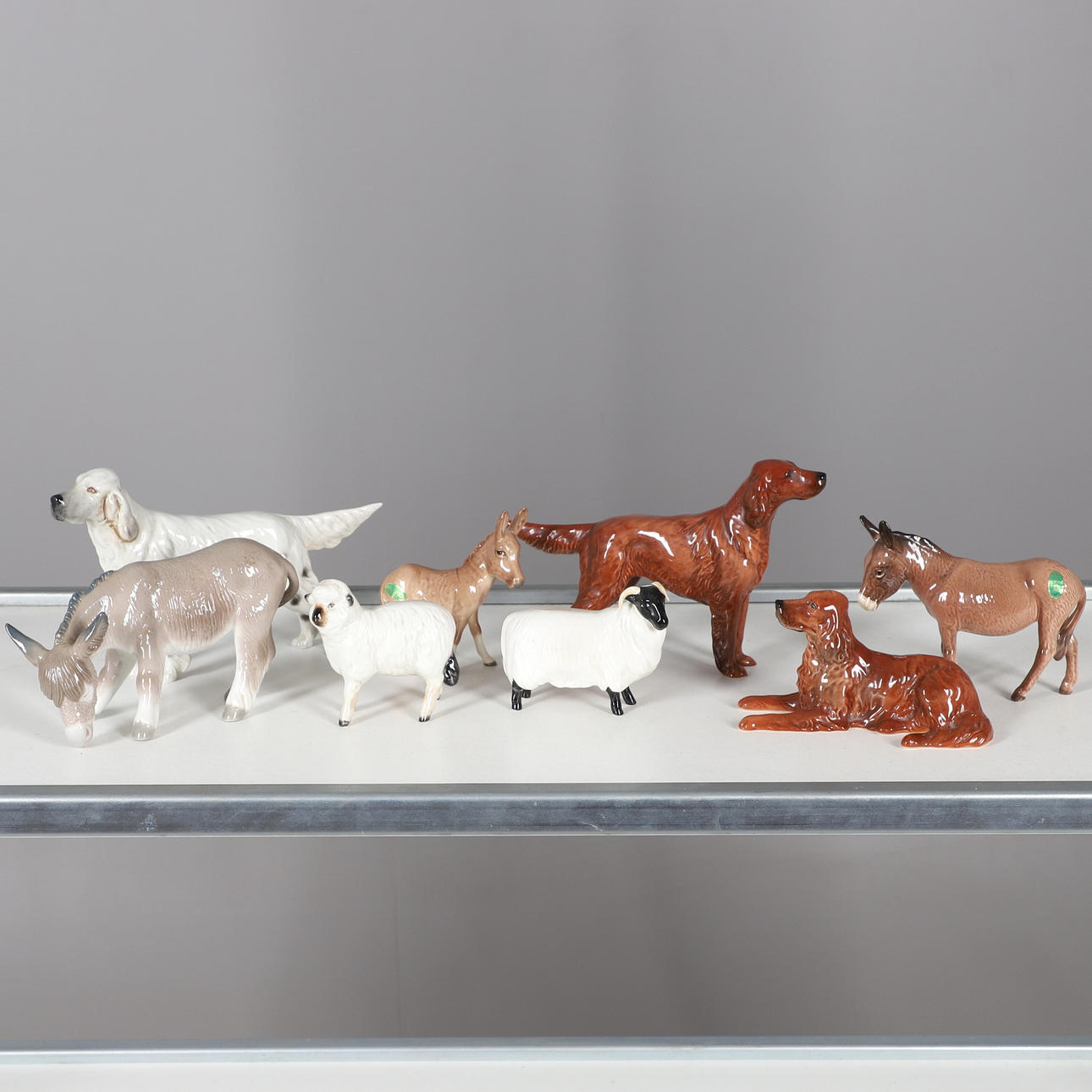 BESWICK ANIMALS INCLUDING DOGS & LLADRO DONKEY.