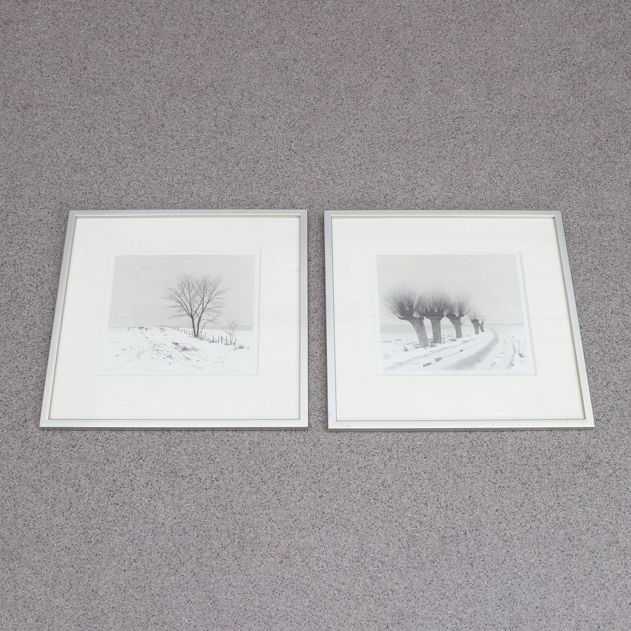 CARIN BACKMARK. Two lithographs. Scanian landscape. Signed.