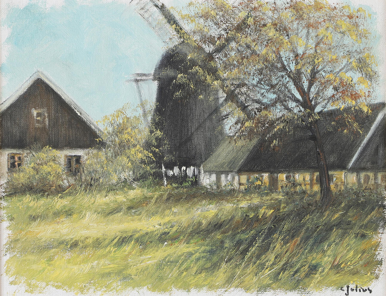 CARL JULIUS. “Rya mill”, oil on canvas, signed C. Julius.