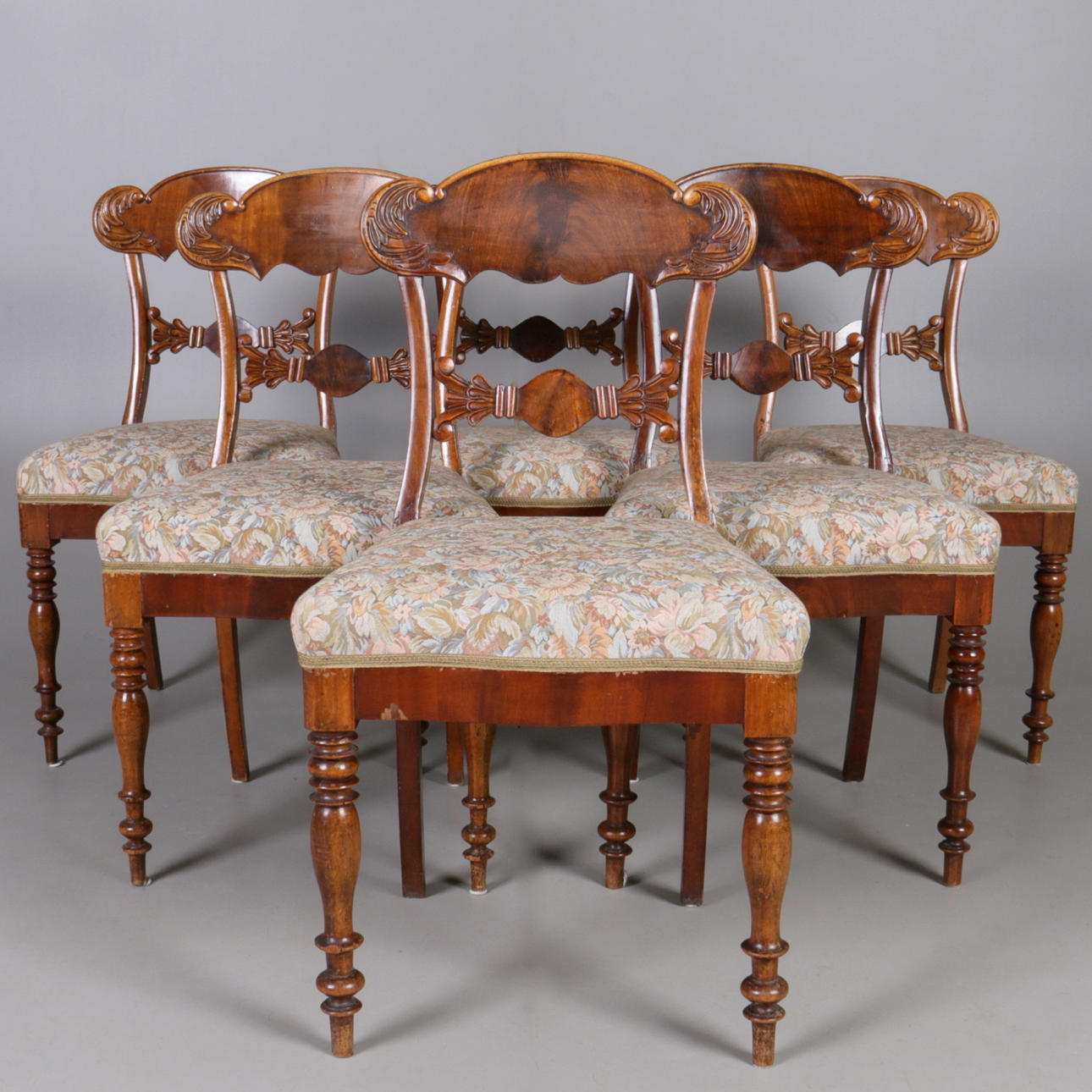 STOLAR, 6 st. Mahogny, Biedermeier, 1800-tal.
