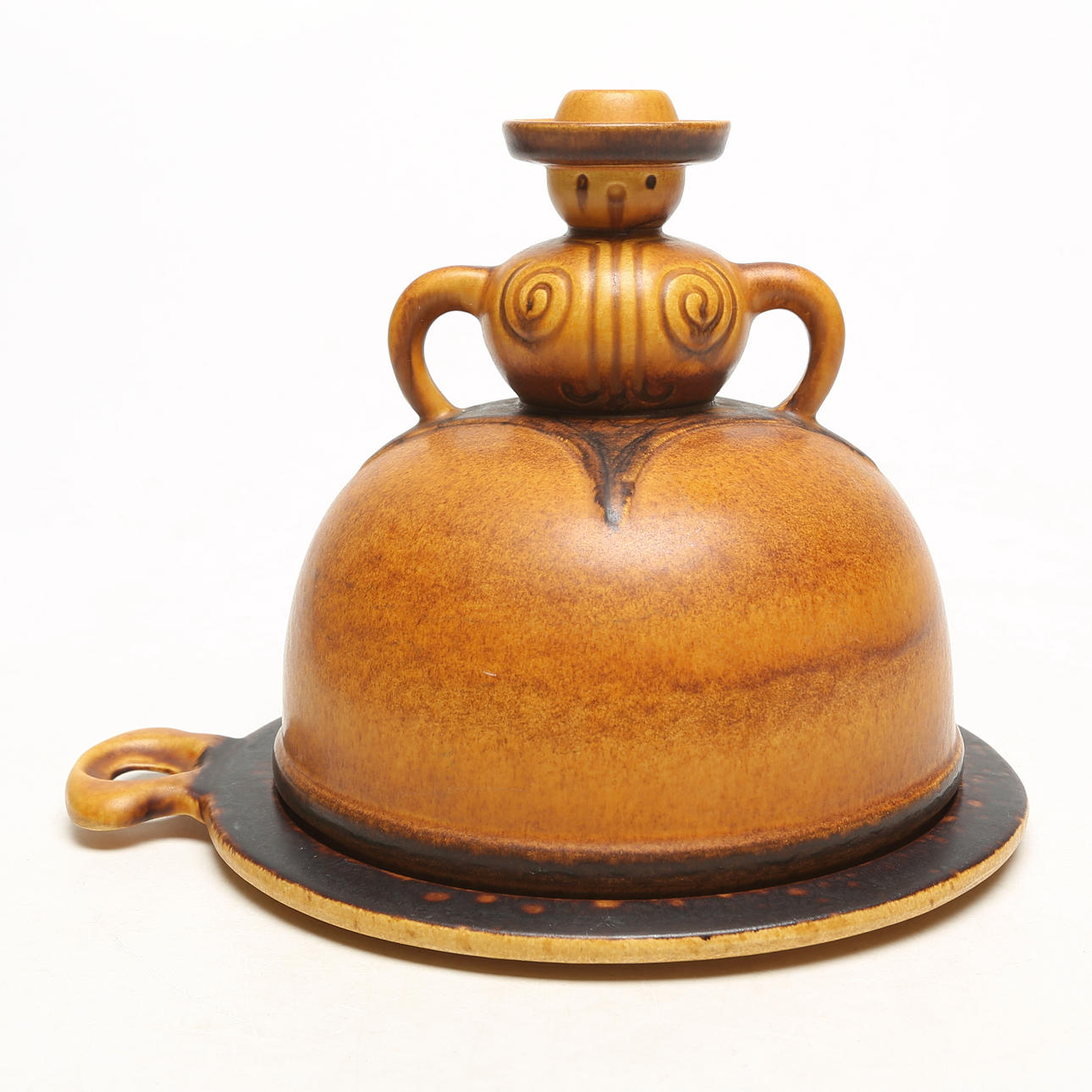 A ceramic cheese cup, unsigned.