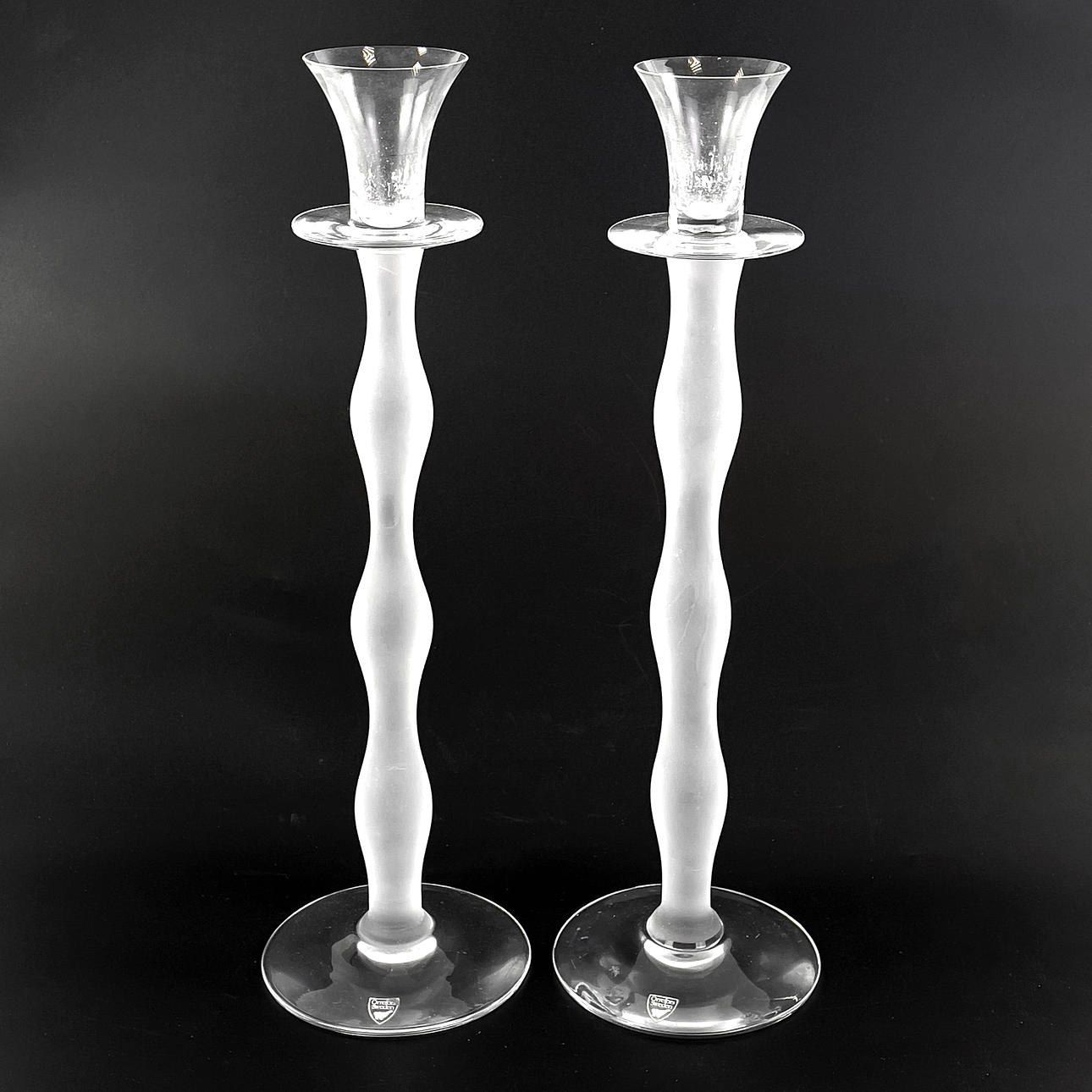 ANNE NILSSON. A pair of “Celeste” Orrefors candlesticks.