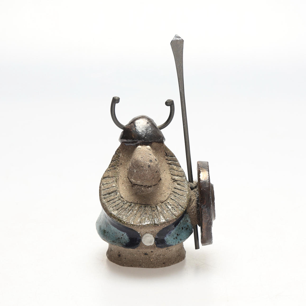 THOMAS HELLSTRÖM. Figurine, “Viking”, ceramic/forged, Nittsjö.