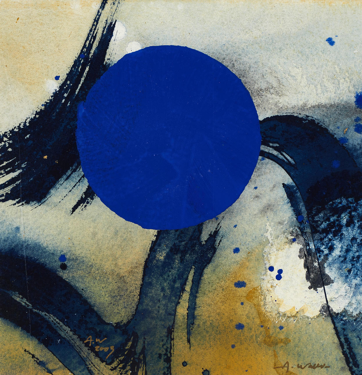 ANDERS WALLIN (FÖDD 1953). Composition XVIII, signed and dated A. Wallin, A.W, 2003, mixed technique/watercolour on paper.