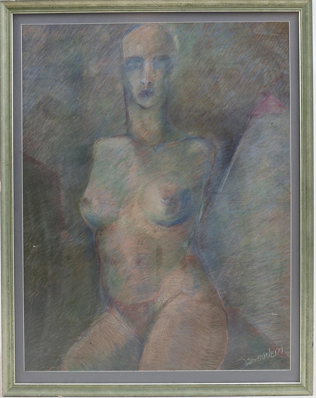 UNIDENTIFIED ARTIST, Nude study, pastel, signed.