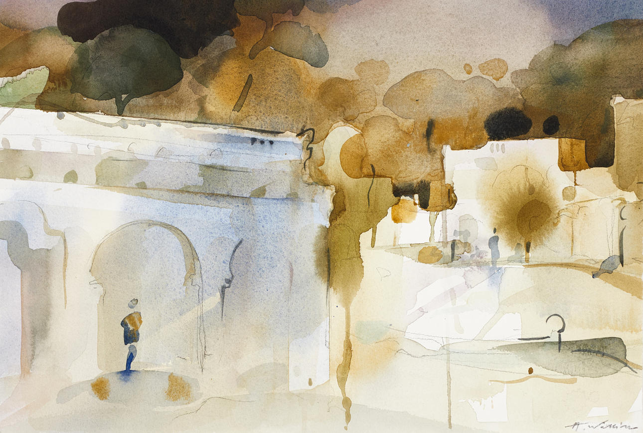 ANDERS WALLIN (FÖDD 1953). Composition XXI, signed A. Wallin, mixed media on paper.