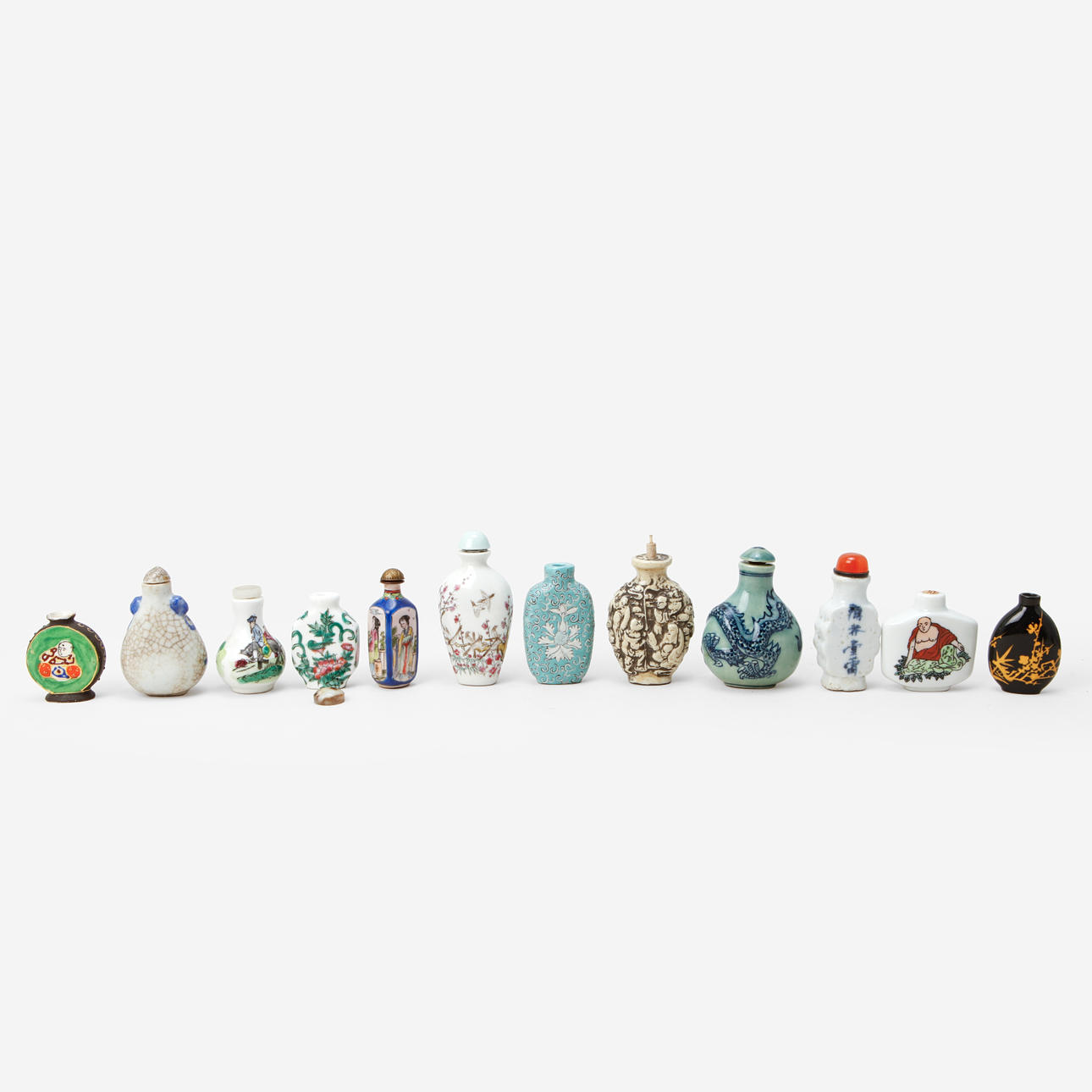 SNUSFLASKER, 12 stk. orientalske, 1900-tallet.
