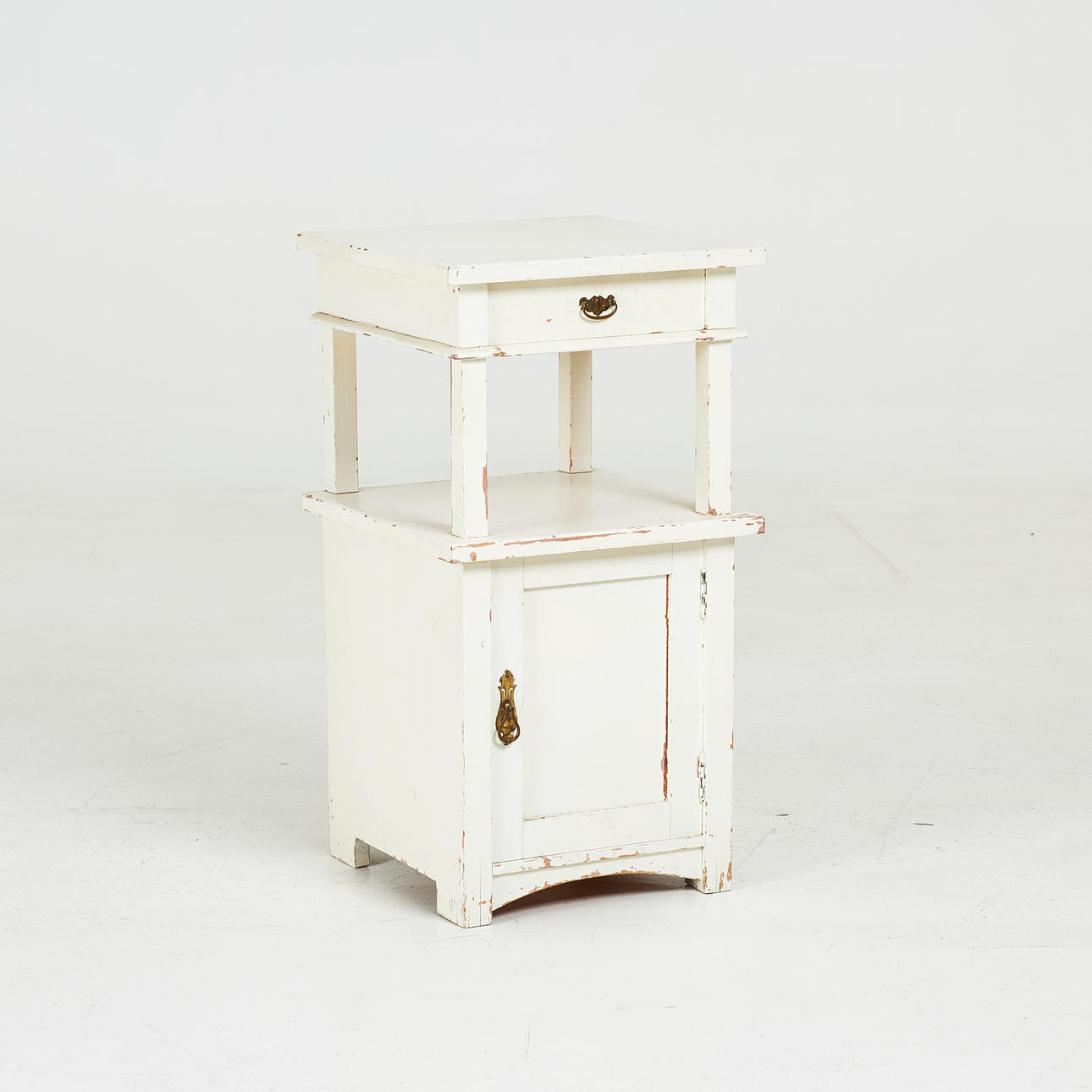 An Art Nouveau bedside table, first half of the 20th century, magazine shelf, drawer and cabinet part.