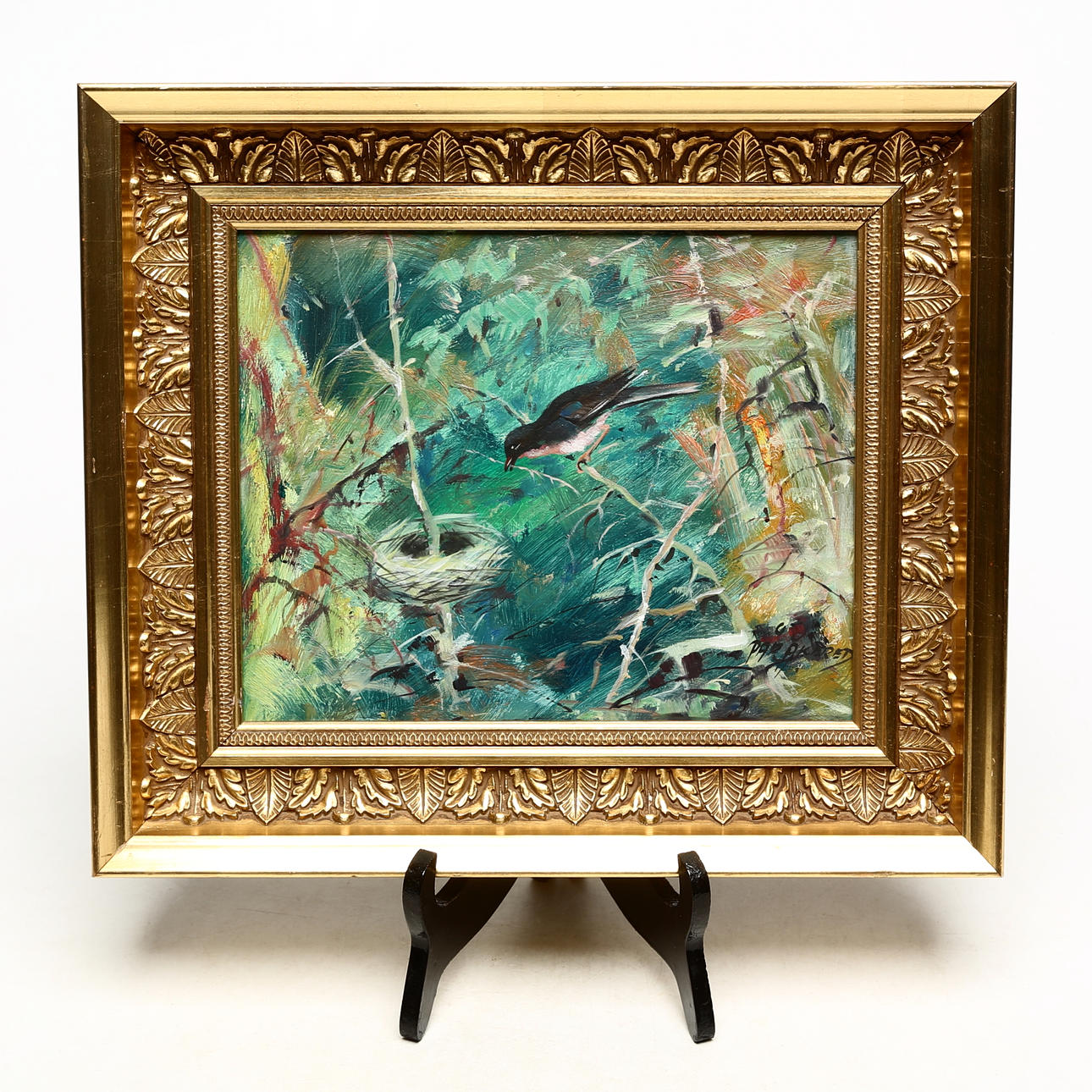 PÄR ÅKERED. OIL, on panel, bird motif, signed.