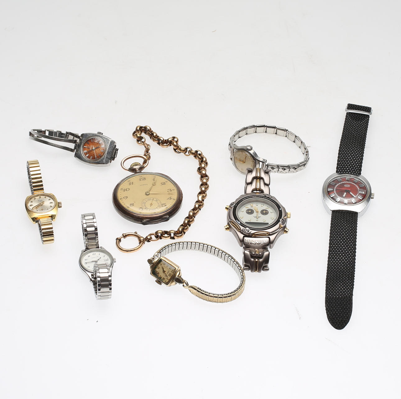 PARTI KLOCKOR, 8 delar, bla Titanium, Certina, Tissot.