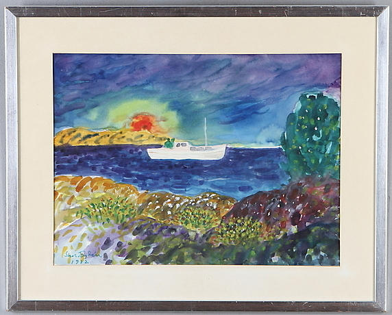 SVEN RYDEN. Skärgårdsmotiv, akvarell, signerad.