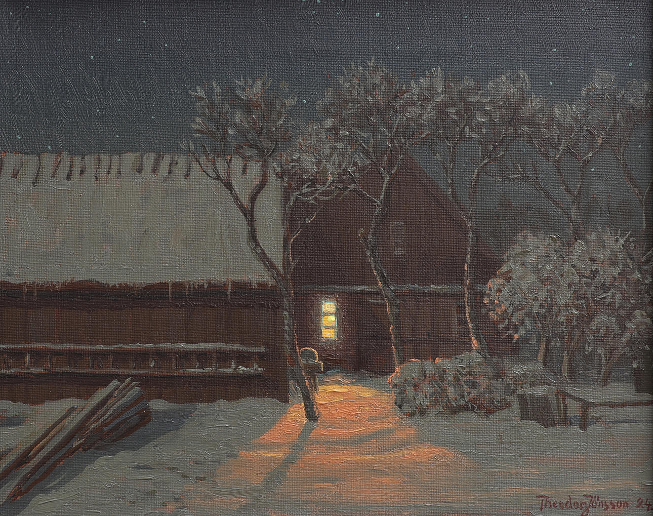 THEODOR  JÖNSSON. SNOWFALL OVER SKÅNEGÅRD.