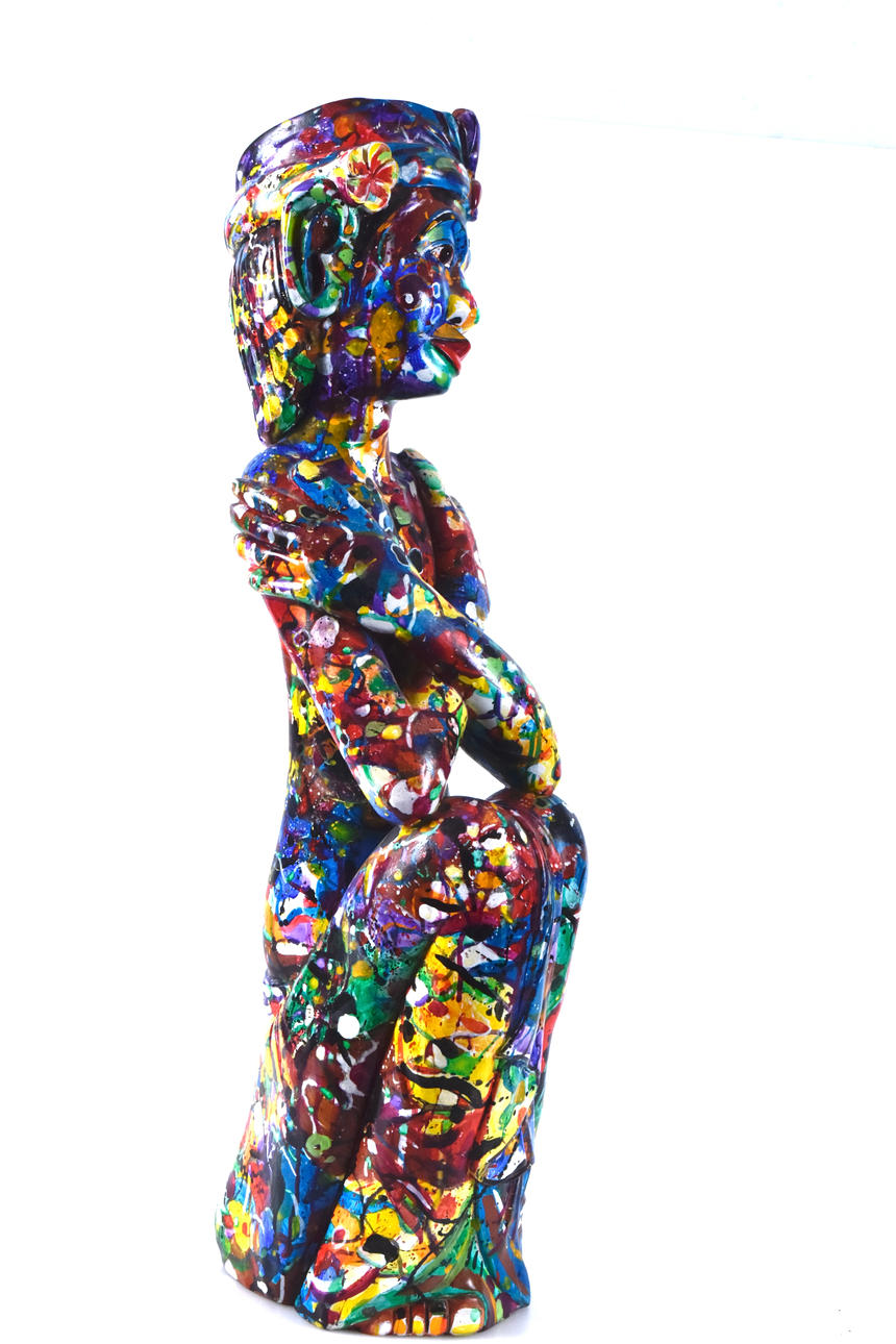 TRÄFIGUR, polykromt bemålad.