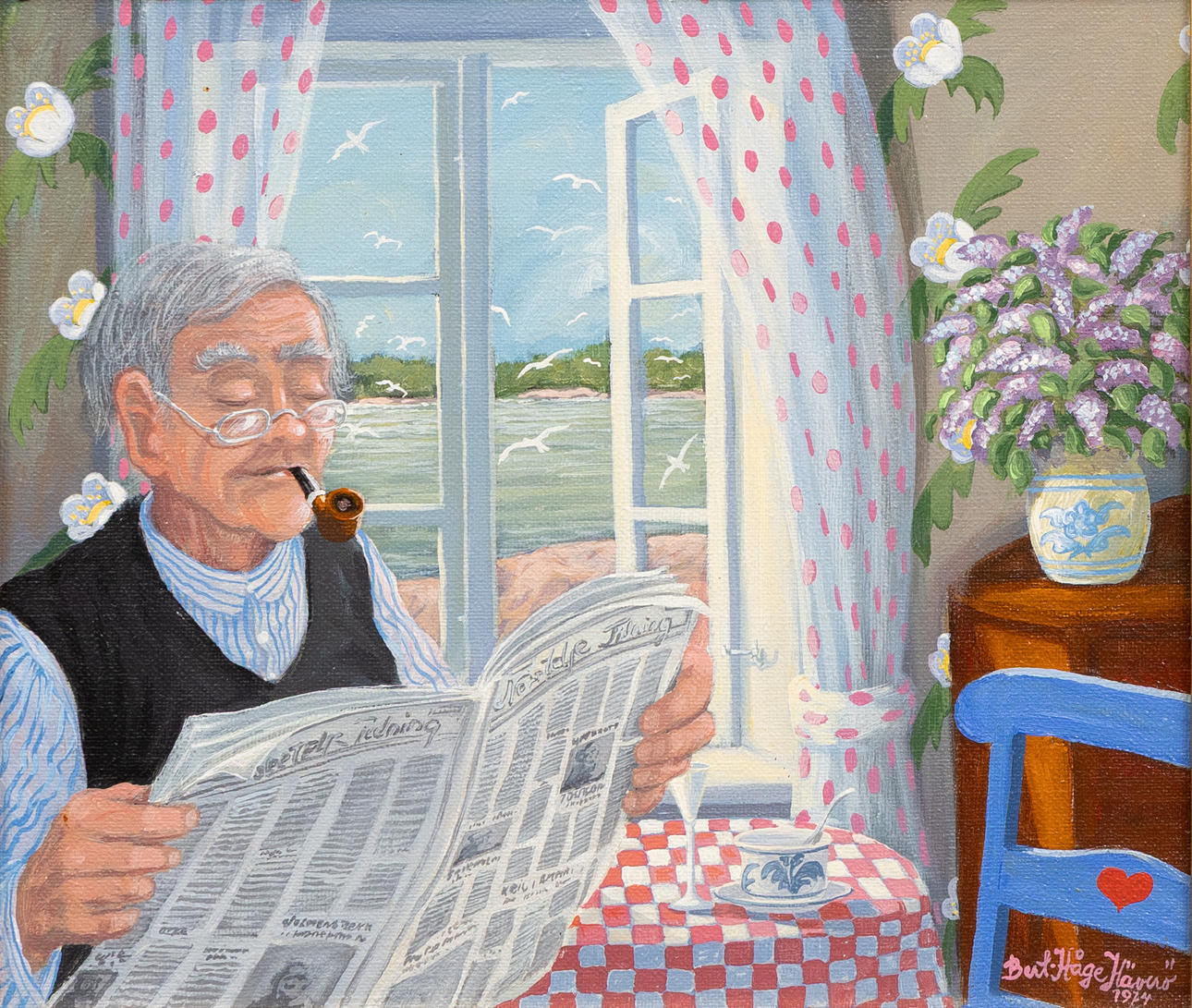 BERT-HÅGE HÄVERÖ. Reading man, oil on canvas, signed and dated 1974.