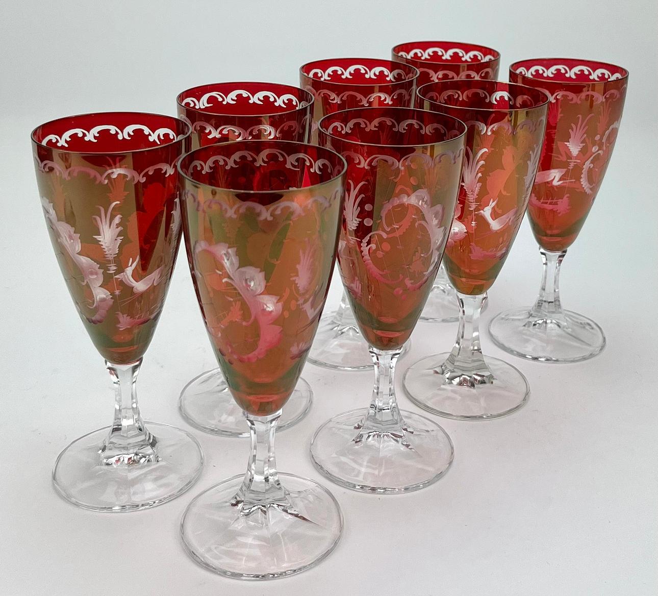 Hvidvinsglas, 8 stk. 20. århundrede.