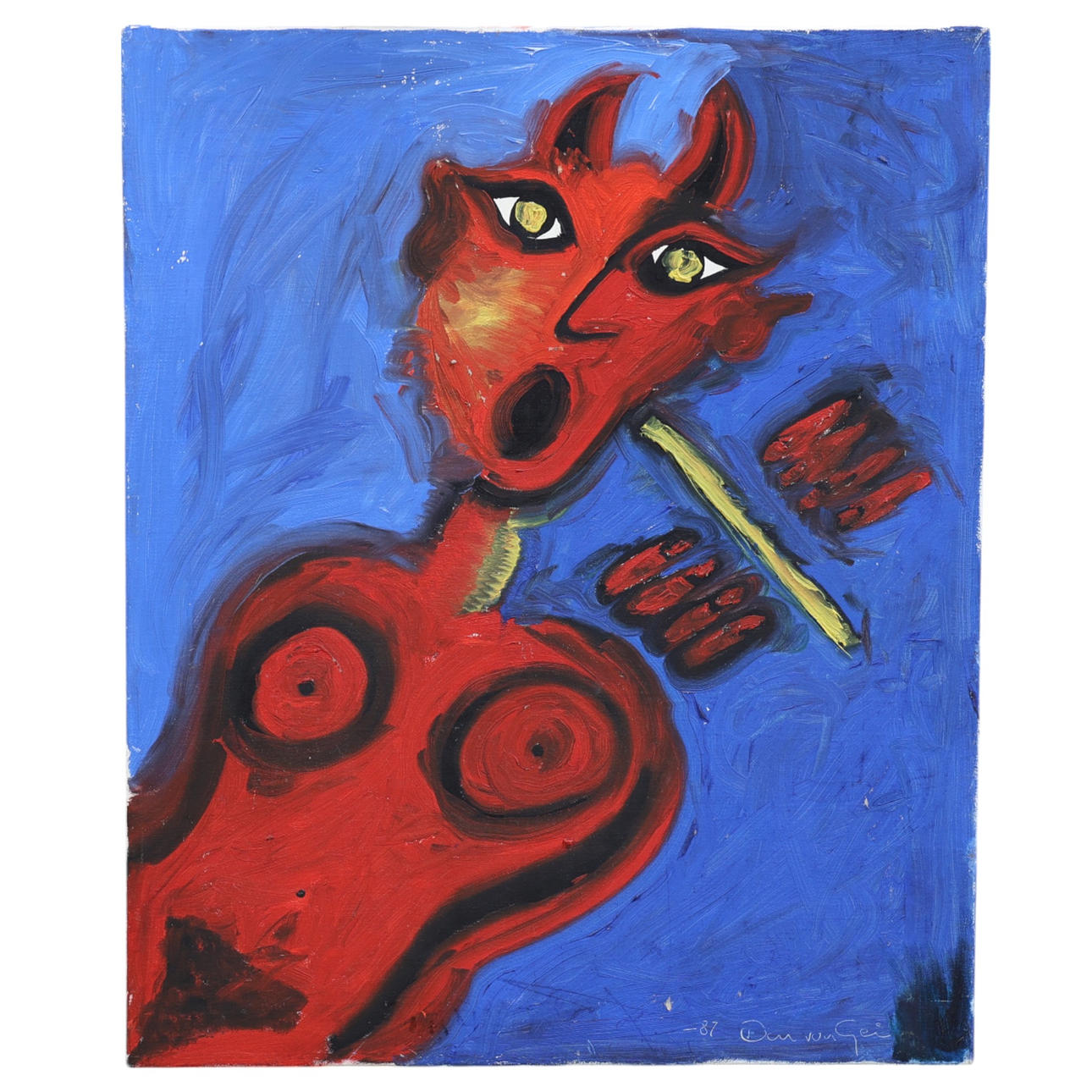 OIDENTIFIERAD KONSTNÄR. oil on canvas, signed & dated -87.