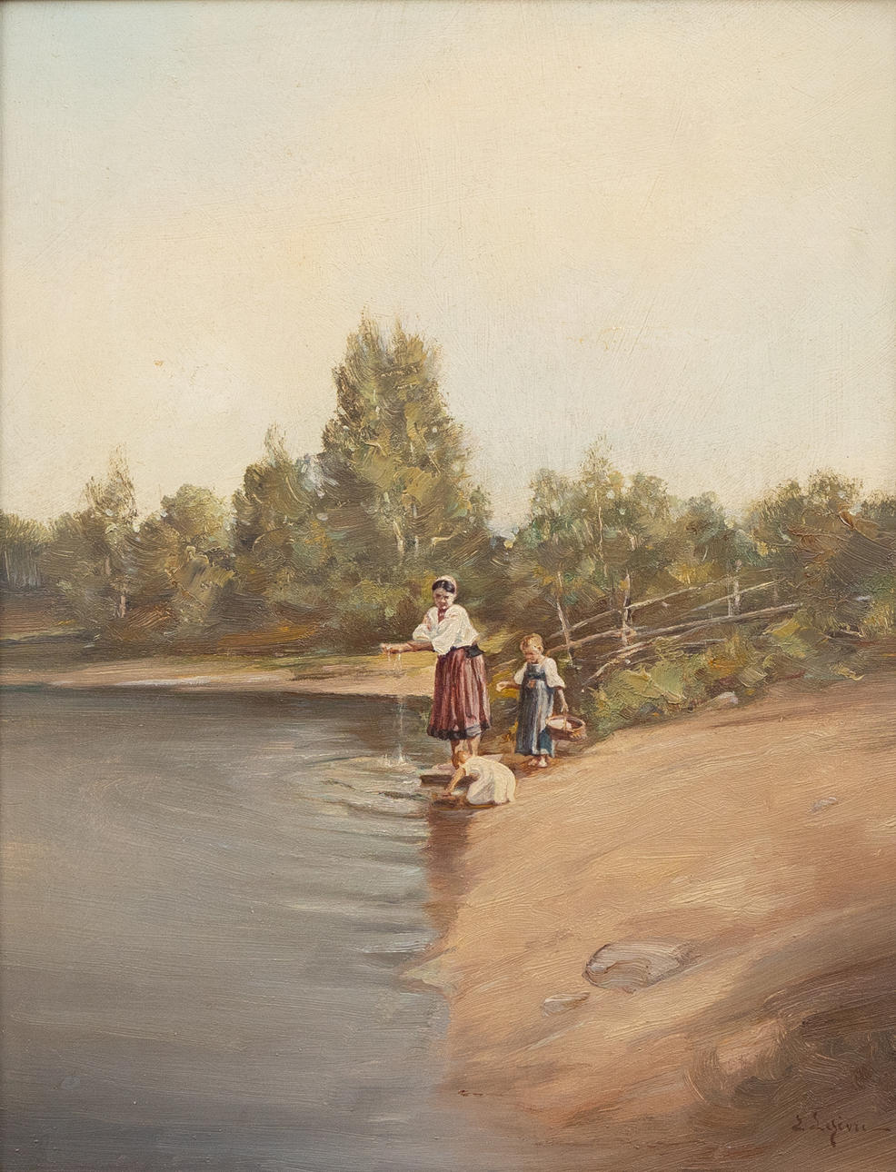 L. LEFEVRE. Beach motif, oil on panel, signed.