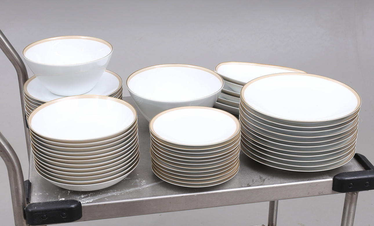 A 53-piece tableware set with gilt decor, Arsberg, Germany.