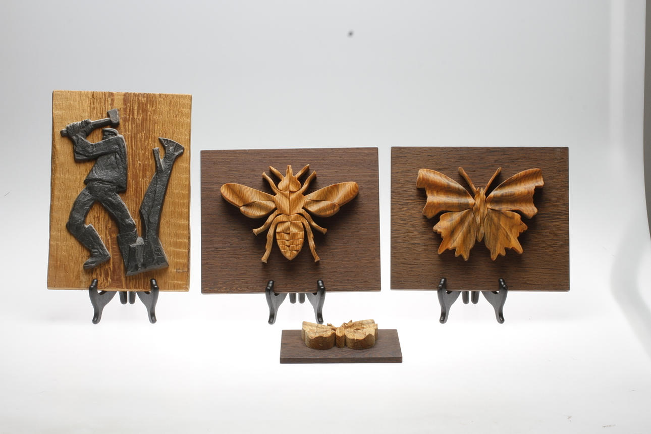 RELIEFER, 4 st, trä. Sven Kask samt Gunnar Kanevad.