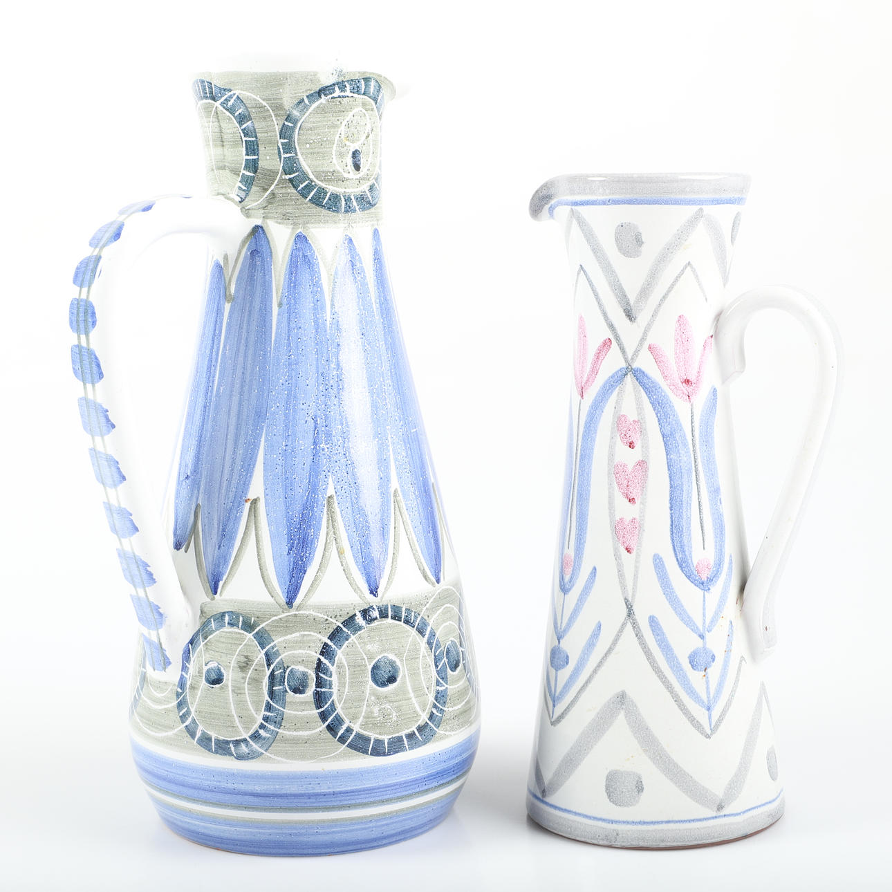 KANNOR, 2 stycken, glaserad keramik, Laholm.