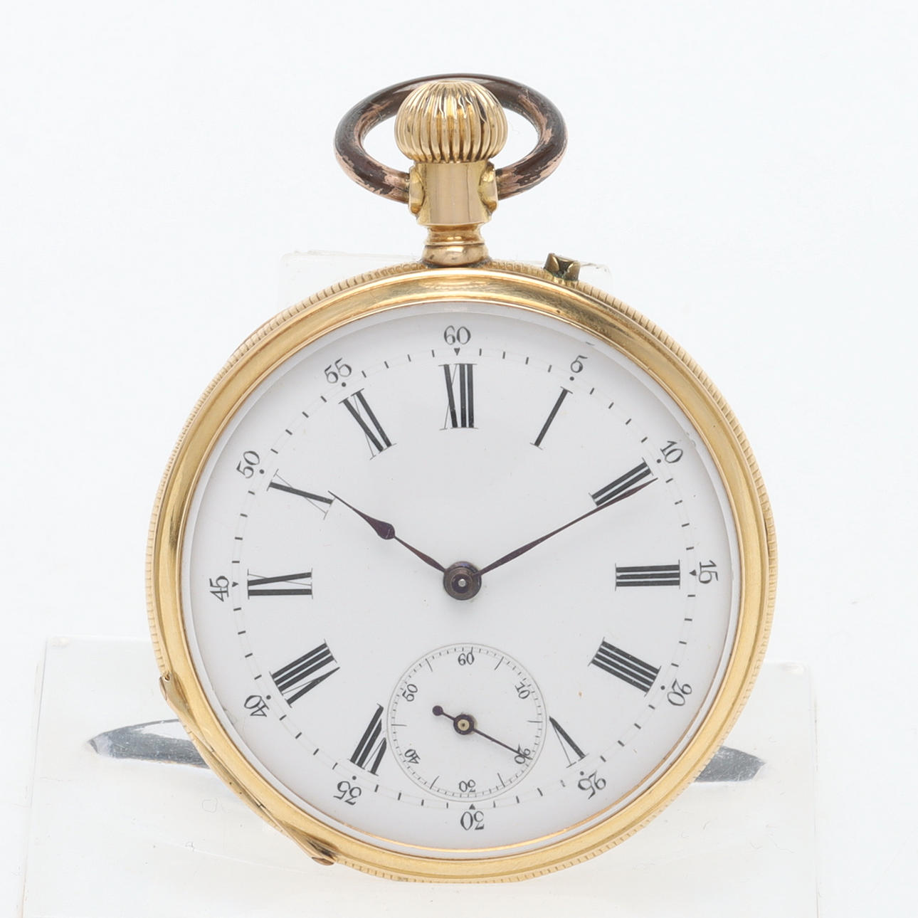 TASCHENUHR, 18 K Gold, Remontoir.