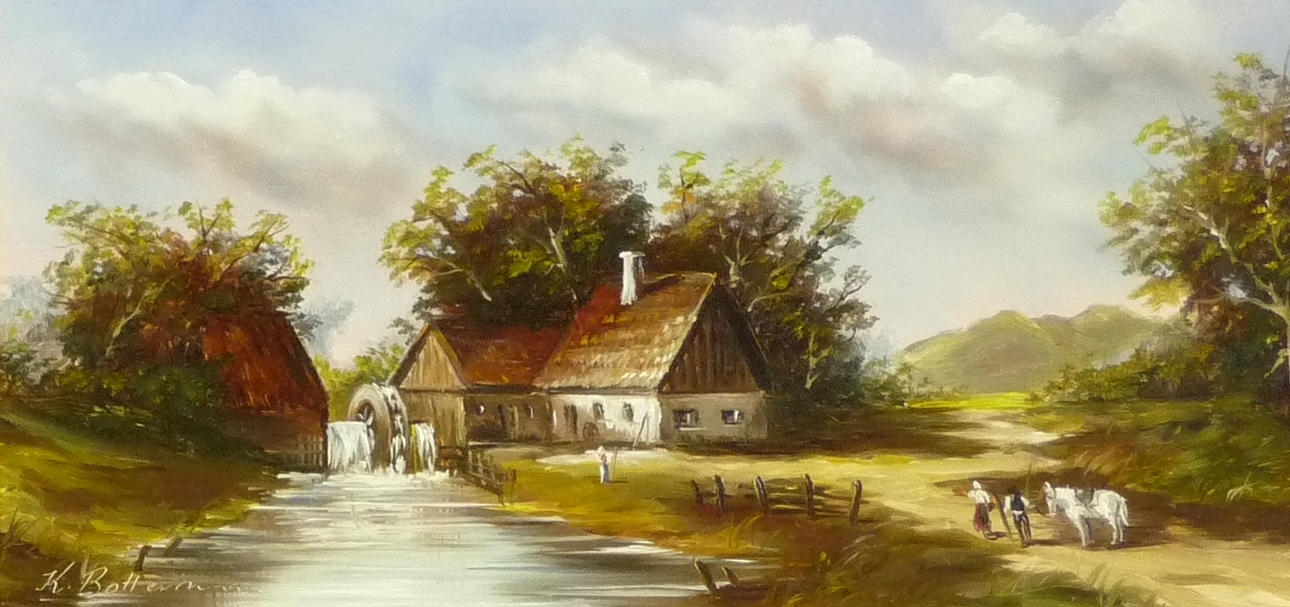 KLAUS BOLLERMANN, Landschaft mit Wassermühle.